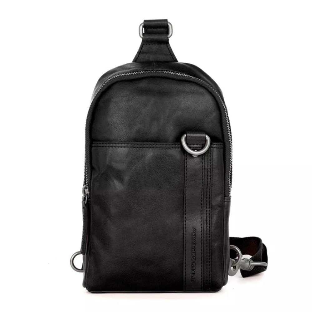 Spikes & Sparrow Black Leather Men's Sling Bag NWOT